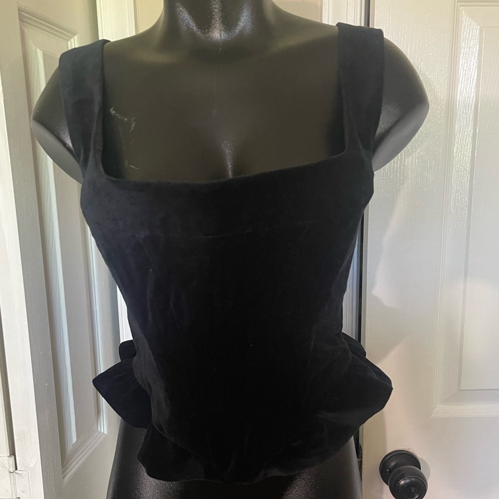 STAUD Lorelei Cotton Velvet Bustier Top
